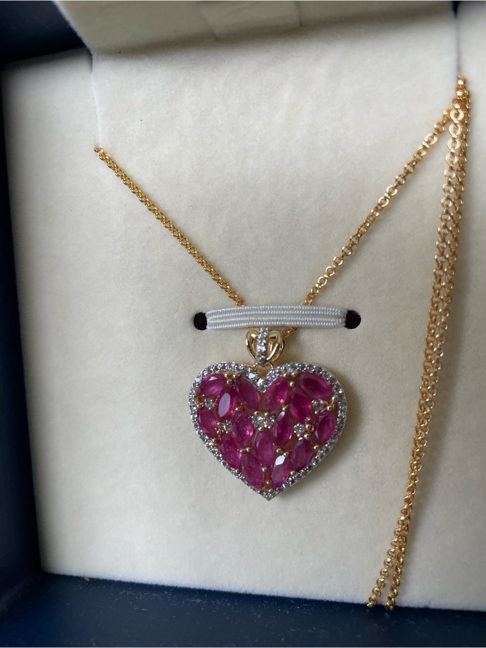 Stauer Ruby Heart Pendant with Gold Necklace
